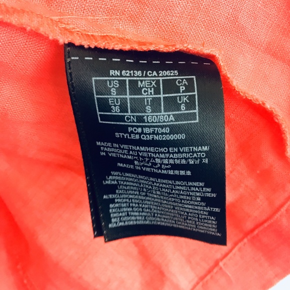 Guess Hot Coral Linen 3/4 Ruched Sleeve Blazer S - Picture 6 of 7